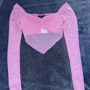 Trendy Pink Mesh Top